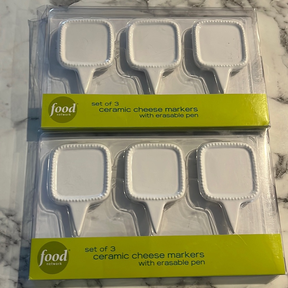 Food Network - Erasable Ceramic Cheese Markers (3) w/Marker - New TWO SETS!